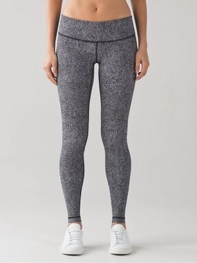 Lululemon Wunder Under Pant III - Line Up White Black Athletic leggings